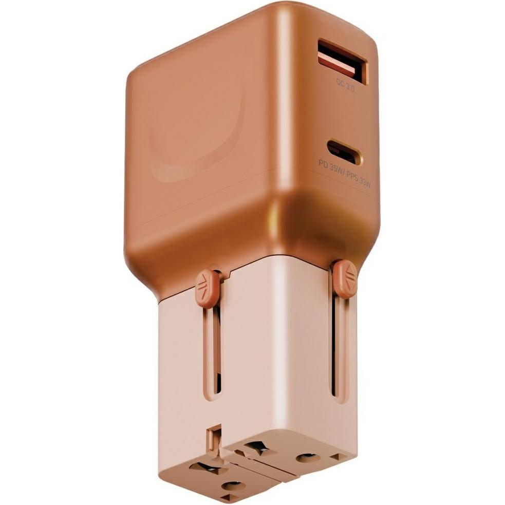 Energea Wall charger TravelGo Adapter 35 USB-A/USB-C 35W orange (35 W), Caricatore USB, Arancia