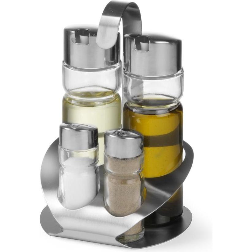Hendi Menage Set vierteilig Pfeffer, Salz, Pfeffermühle + Salzmühle