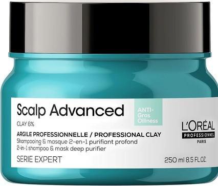 Produktbild L'Oréal Paris LÂ'OrÃ©al Professionnel - Shampoo and mask for oily scalp 2 in 1 Scalp Advanced (Anti-Oiliness 2-in- (250 ml, Flüssiges Shampoo)