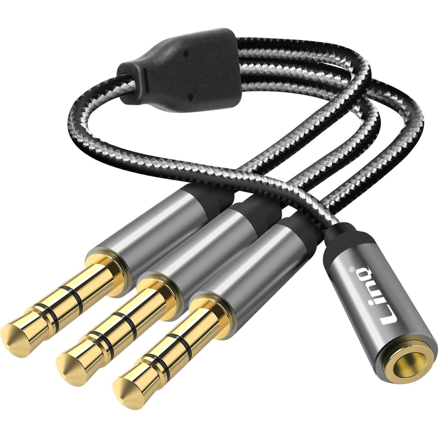 LinQ 3.5mm Klinkenanschluss weiblich auf 3x 3.5mm Klinkenstecker männlich (3.5mm Klinke, 3.5mm Klinke), Mobilgerät Adapt...