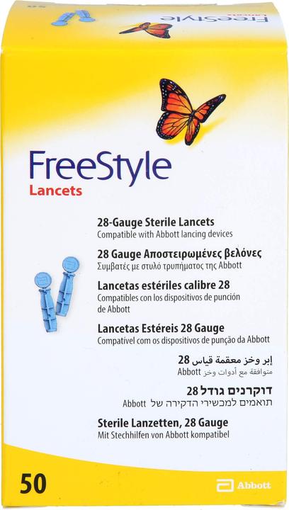 AMO FreeStyle sterile lancets, 28 gauge compatible with Abbott lancing devices, 50 pcs. Accessories (Lancets)