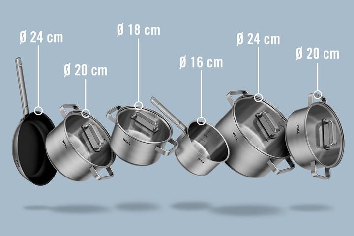 Actual product image Woll 10-Piece Induction-Compatible Dishwasher-Safe Cookware Set (Frying pan, Pot, Stainless steel)