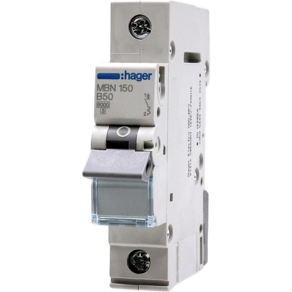Hager , Interruttore Differenziale, Mbn150. Numero Di Poli: 1P. Frequenza D'ingresso Ac: 50/60 Hz, Uscita Corrente Nominale: 50 A