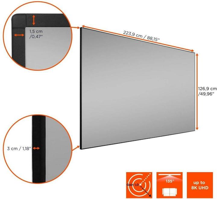 Produktbild Celexon HomeCinema UST Hochkontrast-Rahmenleinwand BrightOnyx, 1​00" (100", 16:9)