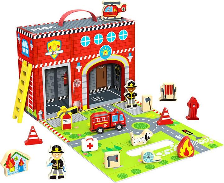 Produktbild Tooky Toy Holzspielzeug Feuerwache TY203