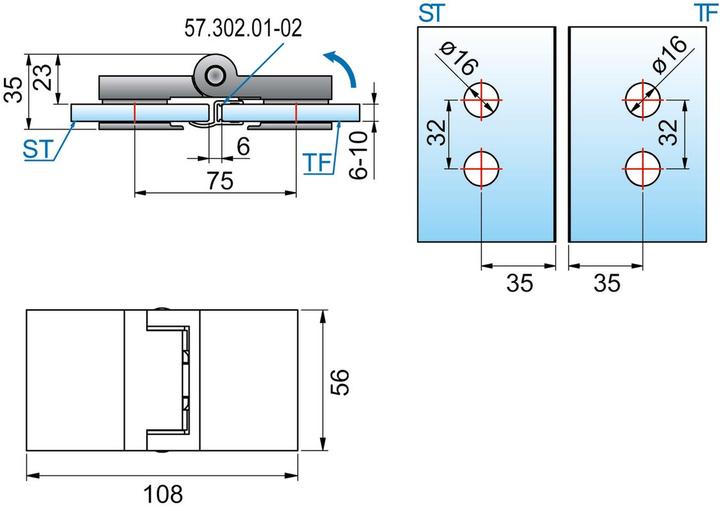 Actual product image Pauli+Sohn Shower door hinges FLINTER 8160