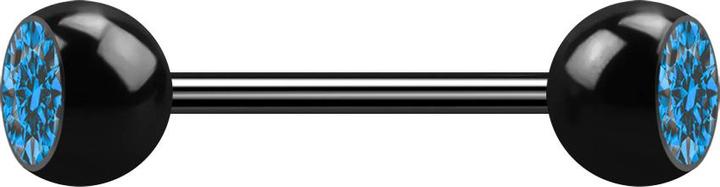 Image du produit Star Piercing Micro Barbell noir avec deux boules de cristal bleu clair (sans laiton, Acier chirurgical 316L)