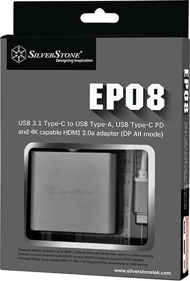 Actual product image Silverstone USB Typ C — HDMI (Typ A)| USB A| USB Typ C (USB-C)