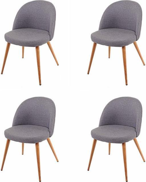 Produktbild Mendler 4x Esszimmerstuhl HWC-D53, Stuhl Küchenstuhl, Retro 50er Jahre Design, Stoff/Textil dunkelgrau