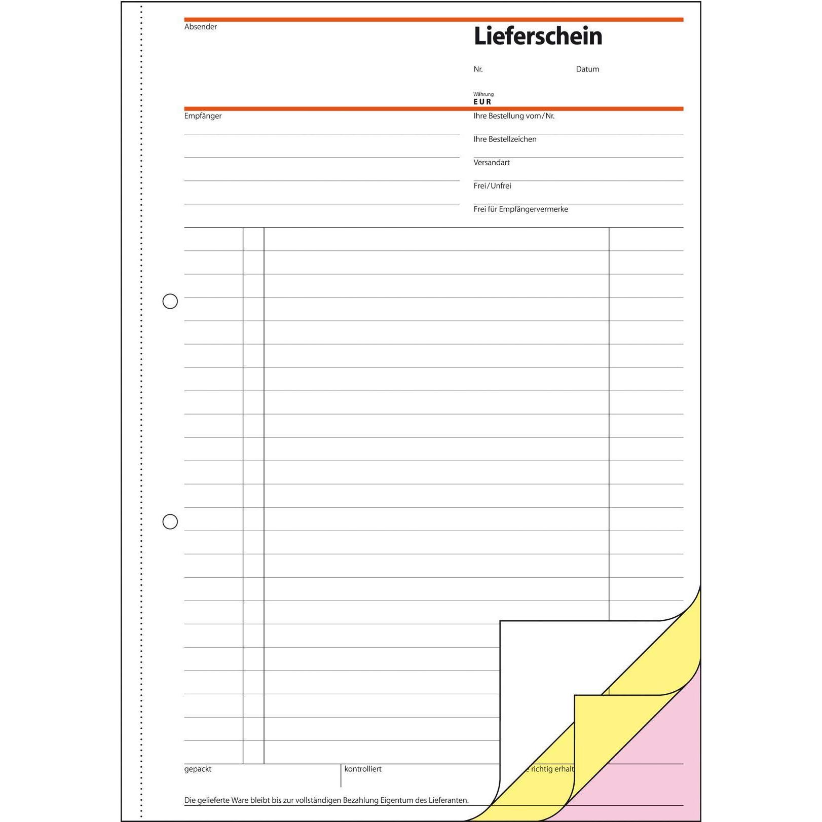 Sigel, Heft + Block, Formularbuch "Lieferschein mit Empfangsschein", A4, SD (A4, Liniert, Harter Einband)
