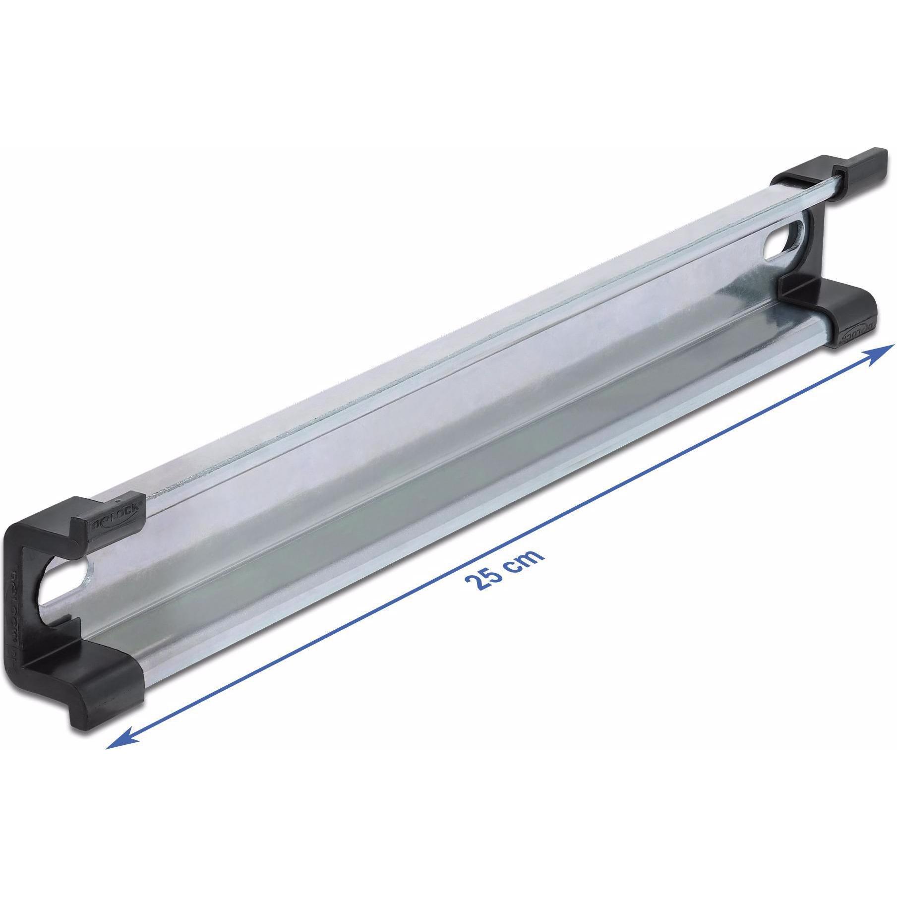 Delock Hutschiene 35 x 15 mm, 25cm aus Stahl, Serverschrank Zubehör, Silber
