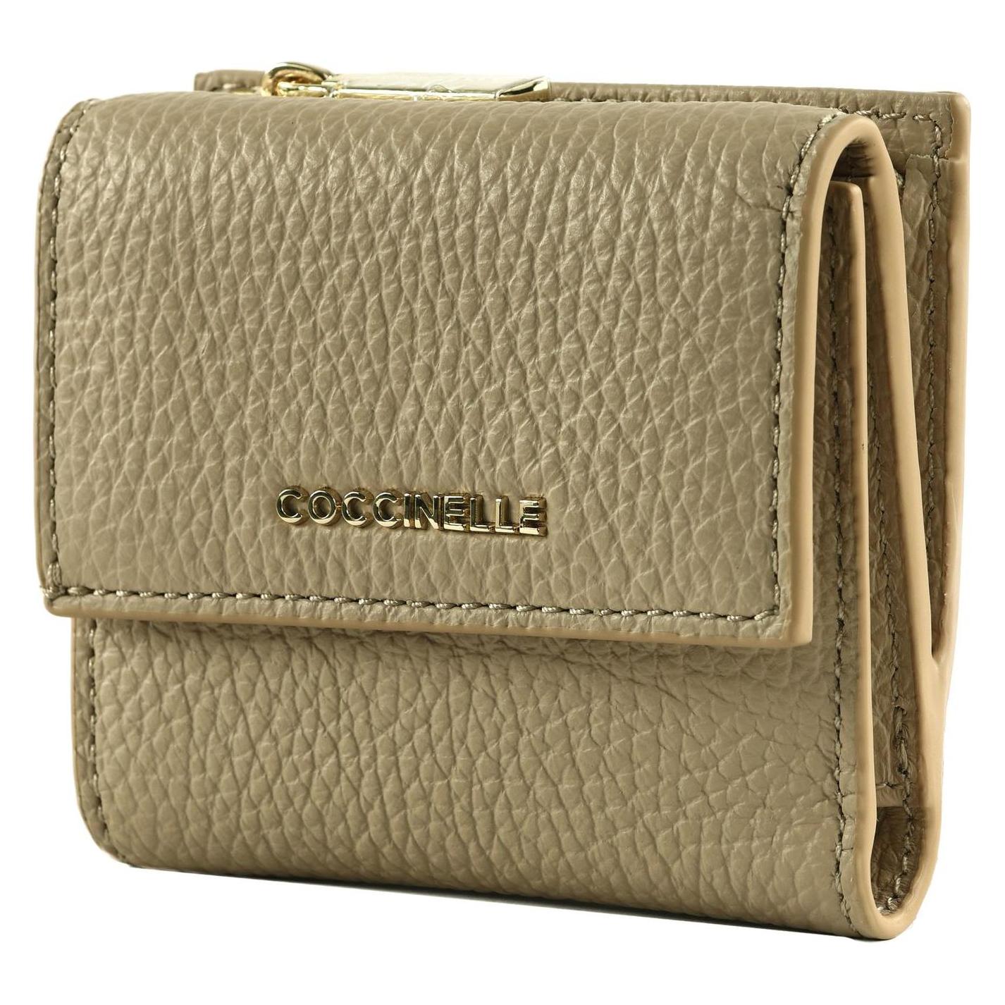Coccinelle, Damen, Portemonnaie, Metallic Soft Wallet Grained Leather, Beige