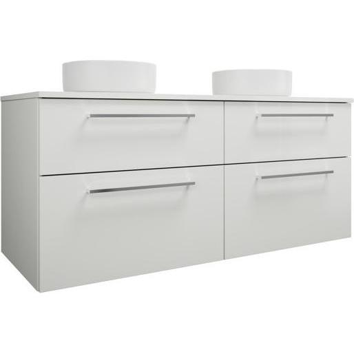 burgbad, Badmöbelset, Eqio Keramik-Aufsatzwaschtische links und rechts, rund, inklusive Waschtischunterschrank, Br