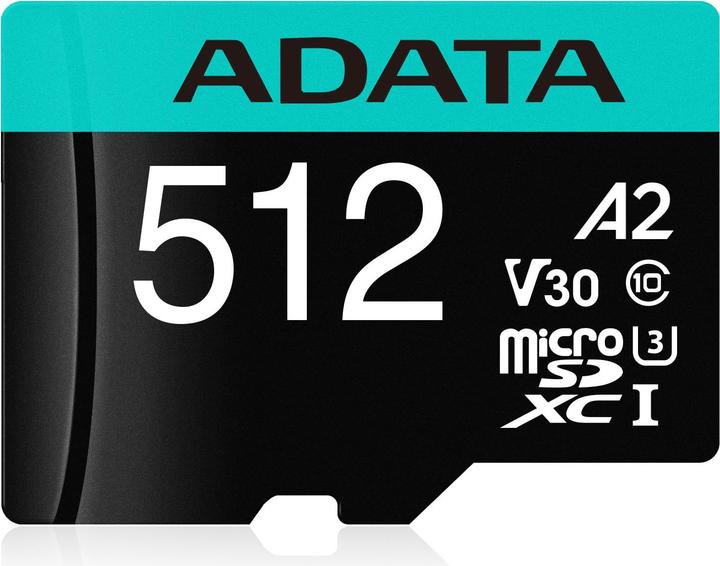 Actual product image Adata Premier Pro Incl. adapter (512 GB, microSDHC, U3, UHS-I)