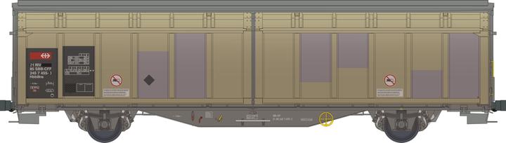 Hobbytrain SBB-CFF 2-achsiger Schiebewandwagen Hbbillns 455-3 mit Alterungsspuren Ep. VI (Piste H0)