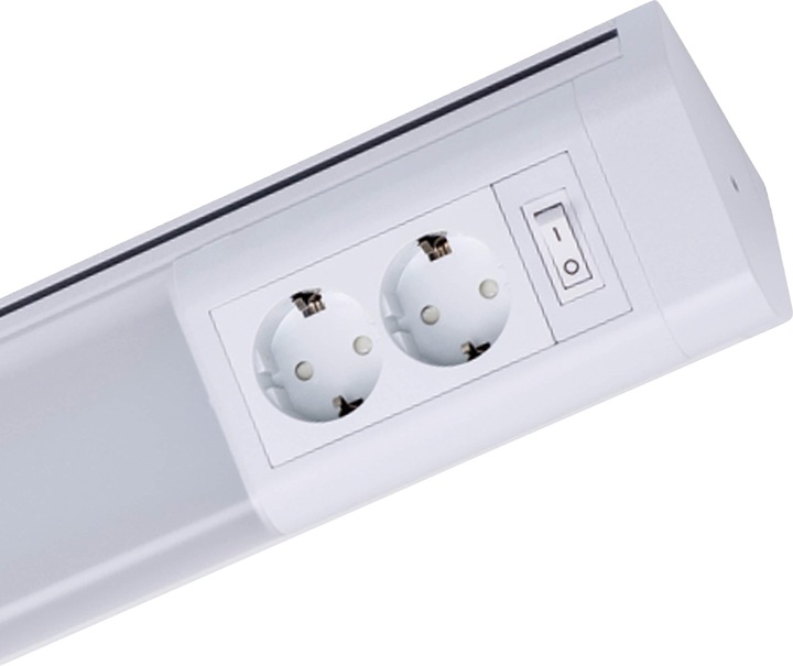 Image du produit Müller Licht Luminaire d'agencement LED 50cm avec 2 prises de courant de sécurité et 4 crochets porte-serviettes