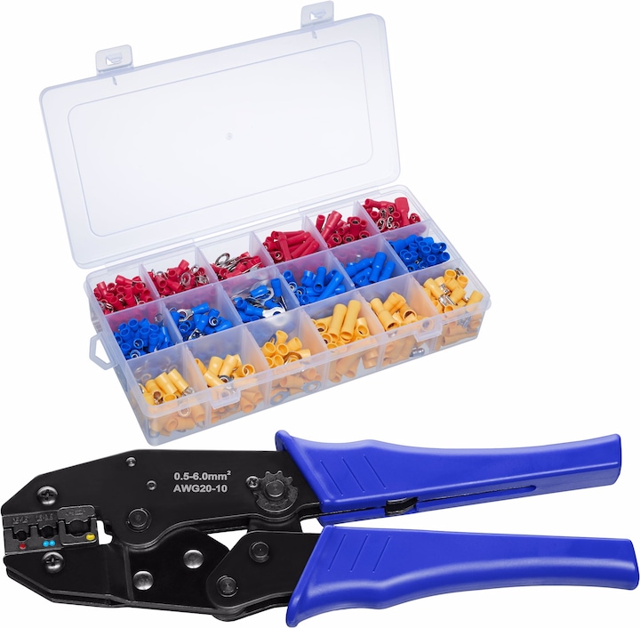 Immagine prodotto tectake Crimpatrice per fili, pinza per crimpare, strumento per tagliare i fili, taglierina per fili (220 mm)