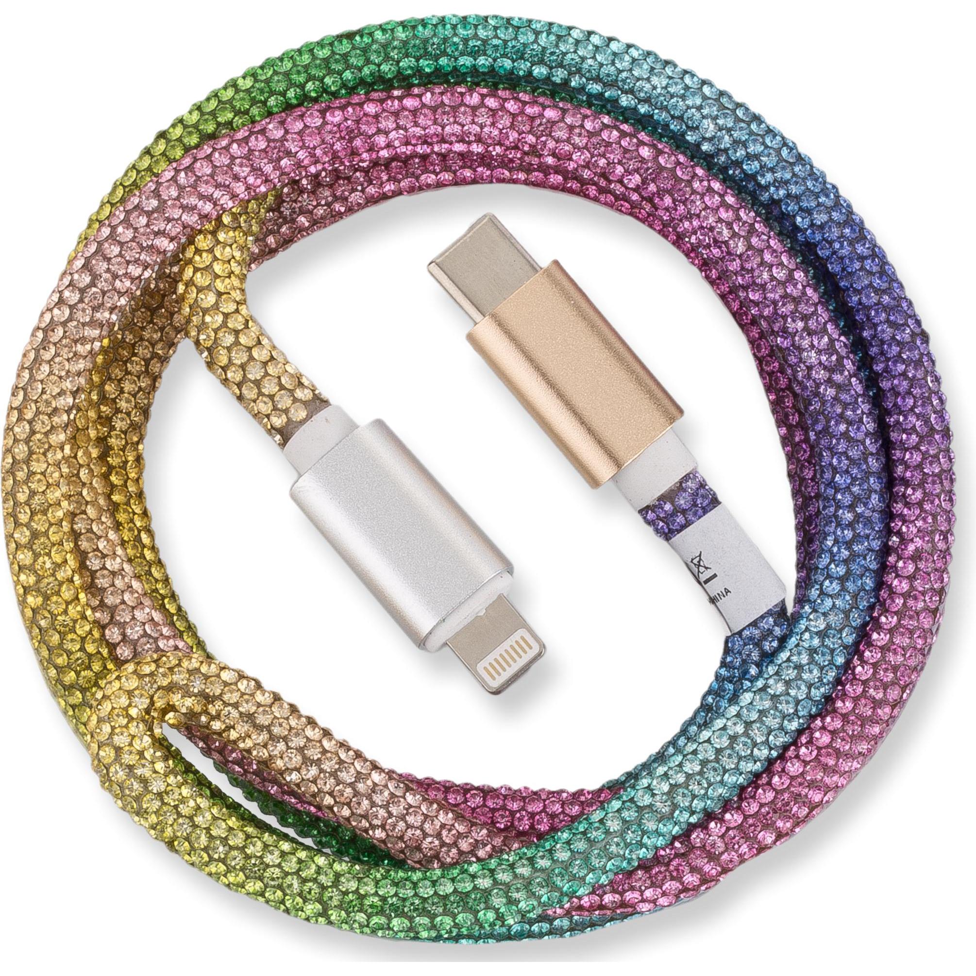 Peter Jäckel OHLALA! Glamour 1m USB Data Cable Rainbow für Typ-C/ Apple Lightning mit Sync- und Ladefunktion (1 m), USB ...