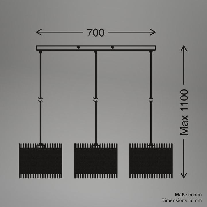 Image du produit Briloner Suspension, noir / naturel, excl.3x E27/max. 10W (E27)