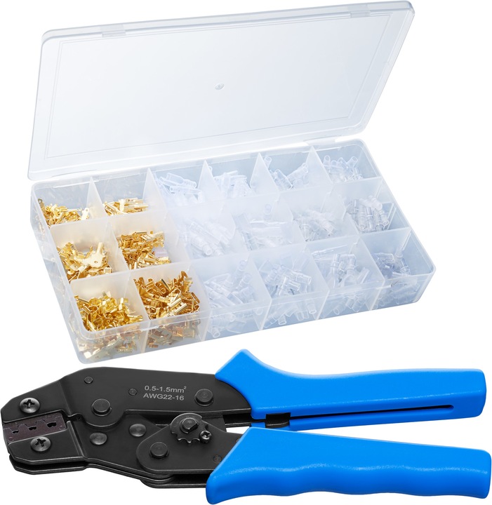 Immagine prodotto tectake Crimpatrice a filo, utensile per tagliare il filo, pinza per crimpare (195 mm)
