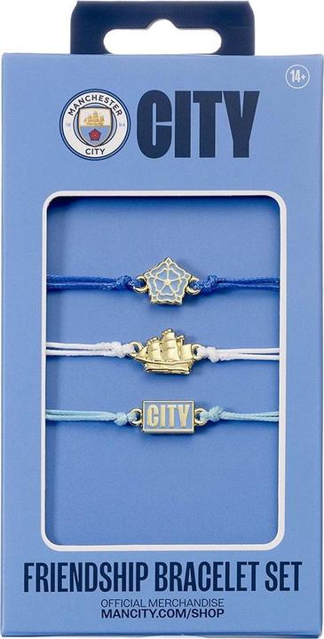 Actual product image Manchester City FC Friendship Bracelet Set (Pack of 3) (18 cm, 100% synthetic material)