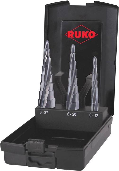 Actual product image Ruko ULTIMATECUT Step Drill Set HSS RUnaTEC in ABS plastic case (6 - 27mm, 6-12 mm, 6 - 20)