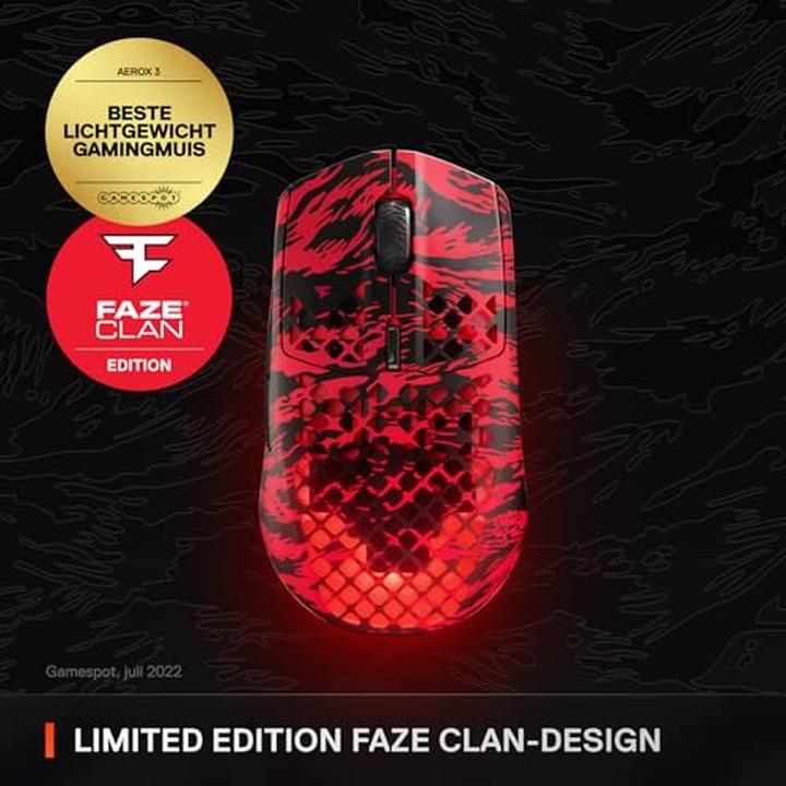 Immagine prodotto SteelSeries Mouse da gioco Aerox 3, senza fili, edizione Faze Clan (Senza fili)