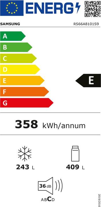 Energy Label Samsung RS66A8101S9/WS (652 l)