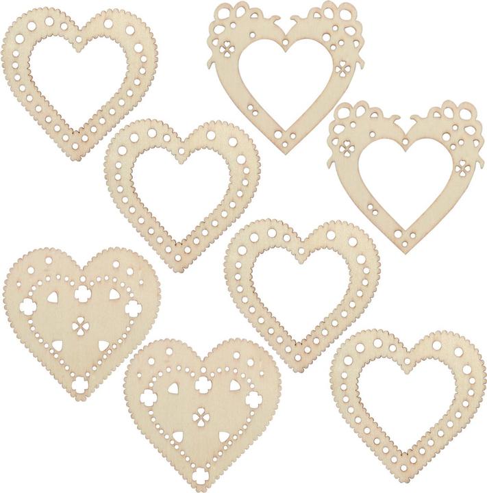 Image du produit Natura Punto 8 décorations en bois, coeurs