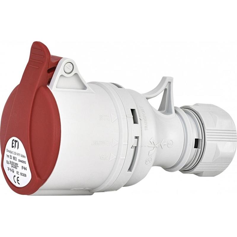 Eti, Netzstecker + Netzkupplung, ES 1653 16A. 400V. 3P+N+PE. LIZDAS IP44
