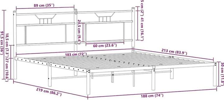 Image du produit vidaXL Bettgestell (183 x 213 cm)