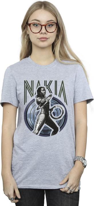 Actual product image Womens/Ladies Wakanda Forever Nakia Shield Cotton Boyfriend T-Shirt (S)