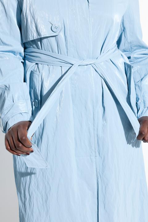 Image du produit Ulla Popken Trench-coat coupe évasée, col chemise et ceinture nouée, reflets métalliques (50, 52)