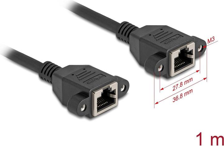Image du produit Delock Netzwerk Verlängerungskabel S/FTP RJ45 Buchse zu RJ45 (S/FTP, CAT6a, 1 m)