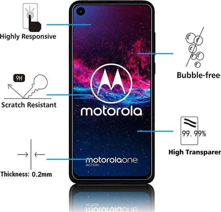 Actual product image Screenguard Motorola One Action Protective Glass Film Case Friendly Design (1 Piece, Motorola One Action)