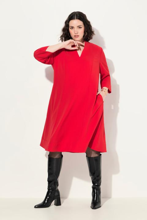 Produktbild Ulla Popken Midikleid, Stehkragen, V-Ausschnitt, 3/4-Arm, Taschen (60)
