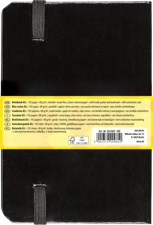 Actual product image Idena Notebook (A5, Checked, Hardcover)