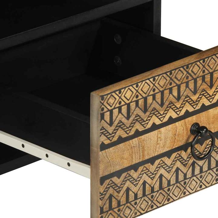 Produktbild VidaXL TV Schrank Lowboard Fernsehschrank Fernsehtisch Schwarz Raues Mangoholz (100 x 33.5 x 46 cm)