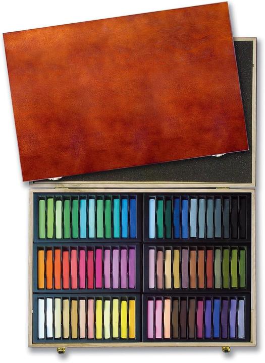 Actual product image Mungo 72-Piece Assorted Medium Dry Pastel Set in Wooden Box (72x)