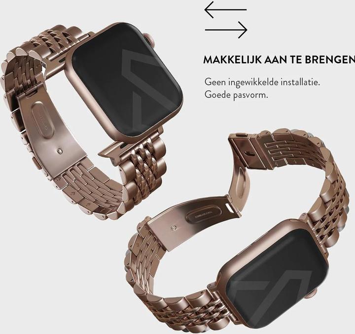 Produktbild Burga Apple Watch Metal Bandje - Chic Royal - Roségold - 42 mm / 44 mm / 45 mm / 49 mm (Edelstahl)