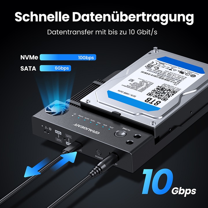 Produktbild Graugear Klonstation für M.2 NVMe/SATA SSDds & 2,5"/3,5" HDD