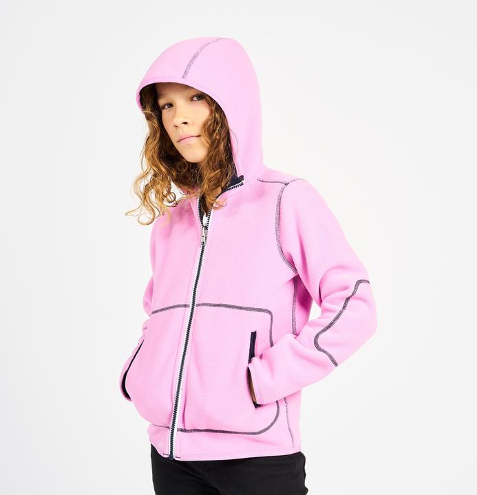 Actual product image Tribord Fleece jacket sailing kids warm reversible 500 navy blue/pink (128)