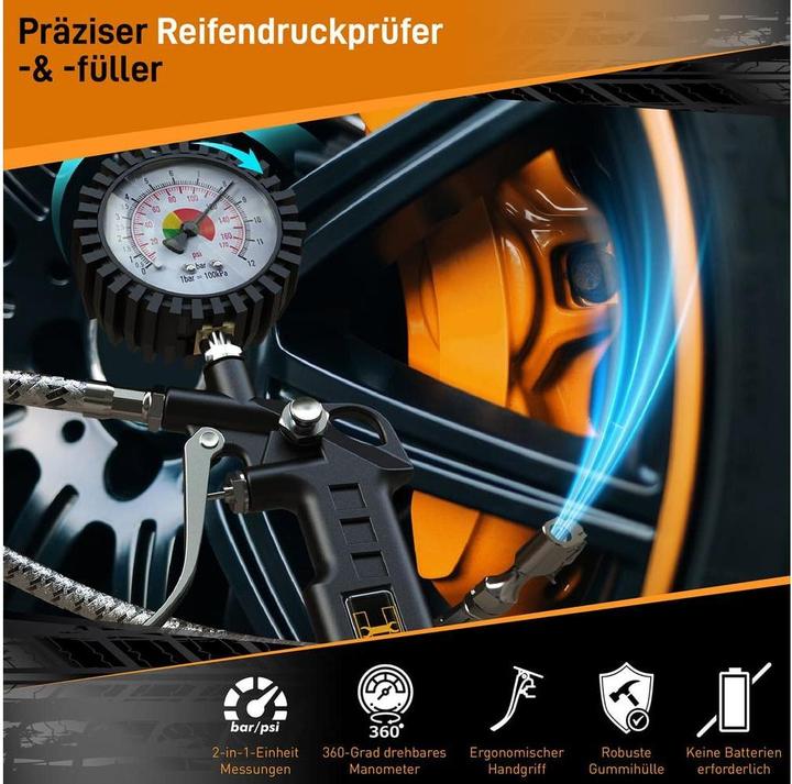 Produktbild Hardtwerk Druckluft-Reifenfüllmesser Messbereich: 012 bar