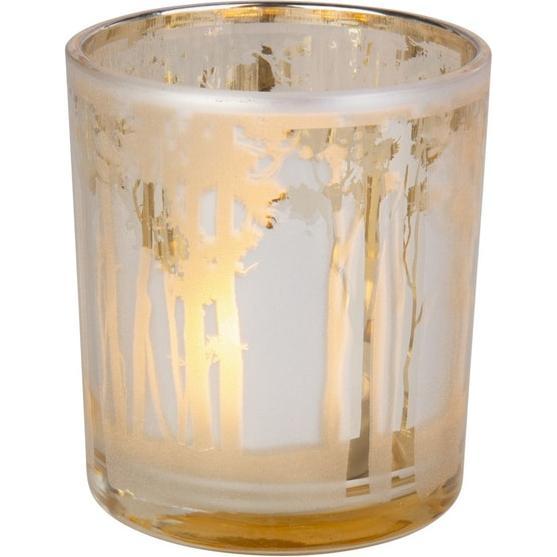 MICA Living, Windlicht, Teelichtglas - Wald - gold - ca. 7 x 8 cm (7 x 8 cm)