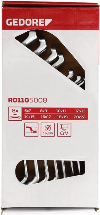 Actual product image Gedore Red red R01105008 Double-ended ring spanner set SW6-22 mm 8 pieces (10 mm, 11 mm, 12 mm, 13 mm, 14 mm, 15 mm, 16 mm, 17 mm, 18 mm, 19 mm, 20 mm, 21 mm, 22 mm, 6 mm, 7 mm, 8 mm, 9 mm)