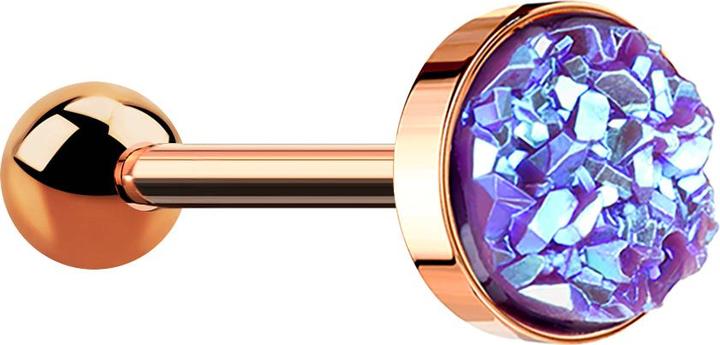 Produktbild Star Piercing Micro Barbell rosegold mit Druse Stein violett (ohne Messing, Chirurgenstahl 316L)