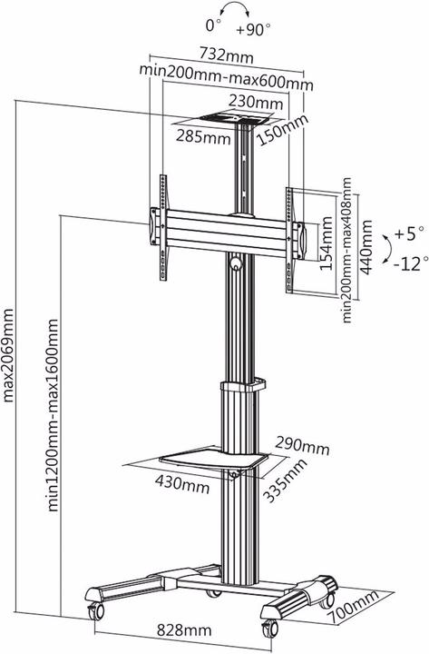 Image du produit Roline LCD-/TV-Rollständer (70", 50 kg)