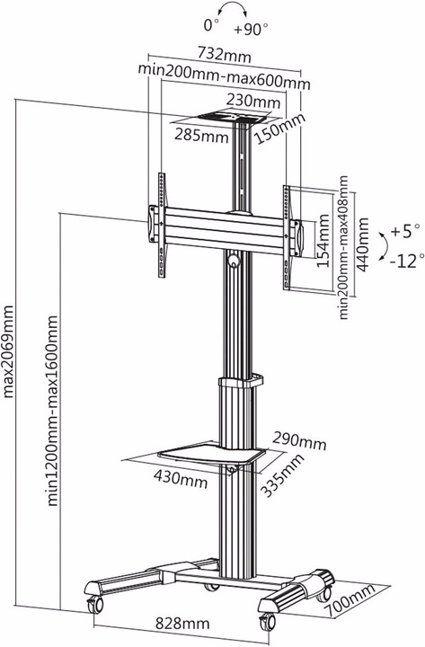 Produktbild Roline LCD-/TV-Rollständer (70", 50 kg)