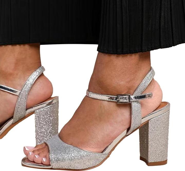 Actual product image Where's That From Womens/Ladies Florence Ankle Strap Medium Block Heel High Heels (37)