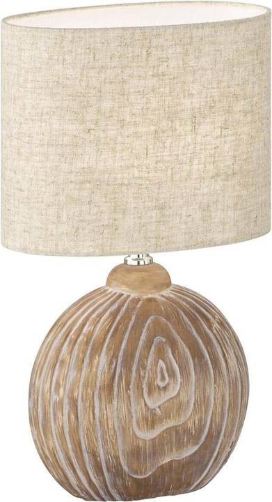 Fischer & Honsel Honsel Tischleuchte Tobse - holzfarben/Stoffschirm Leinen sandfarben (50606) (E14)